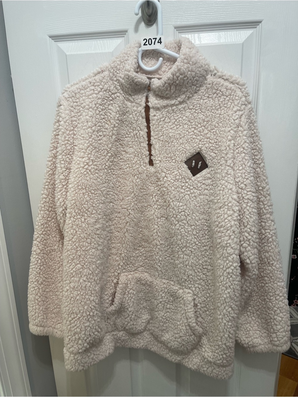 Cozy Cream Sherpa Quarter-Zip Pullover Hoodie - Picture 4 of 11
